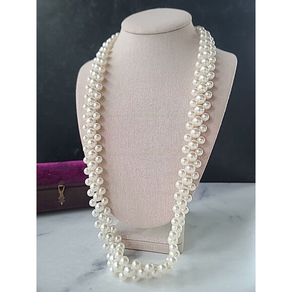 Faux Pearl Beaded Adjustable Necklace, Vintage - Picture 2 of 10